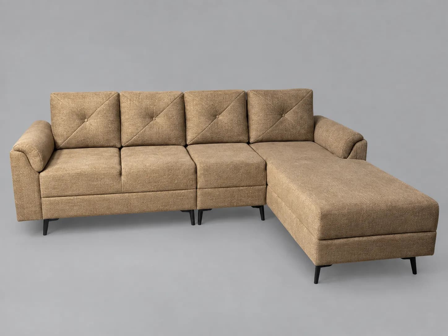 Sofa 1 modern textured sectional sofa with chaise lounge and button-accented cushions