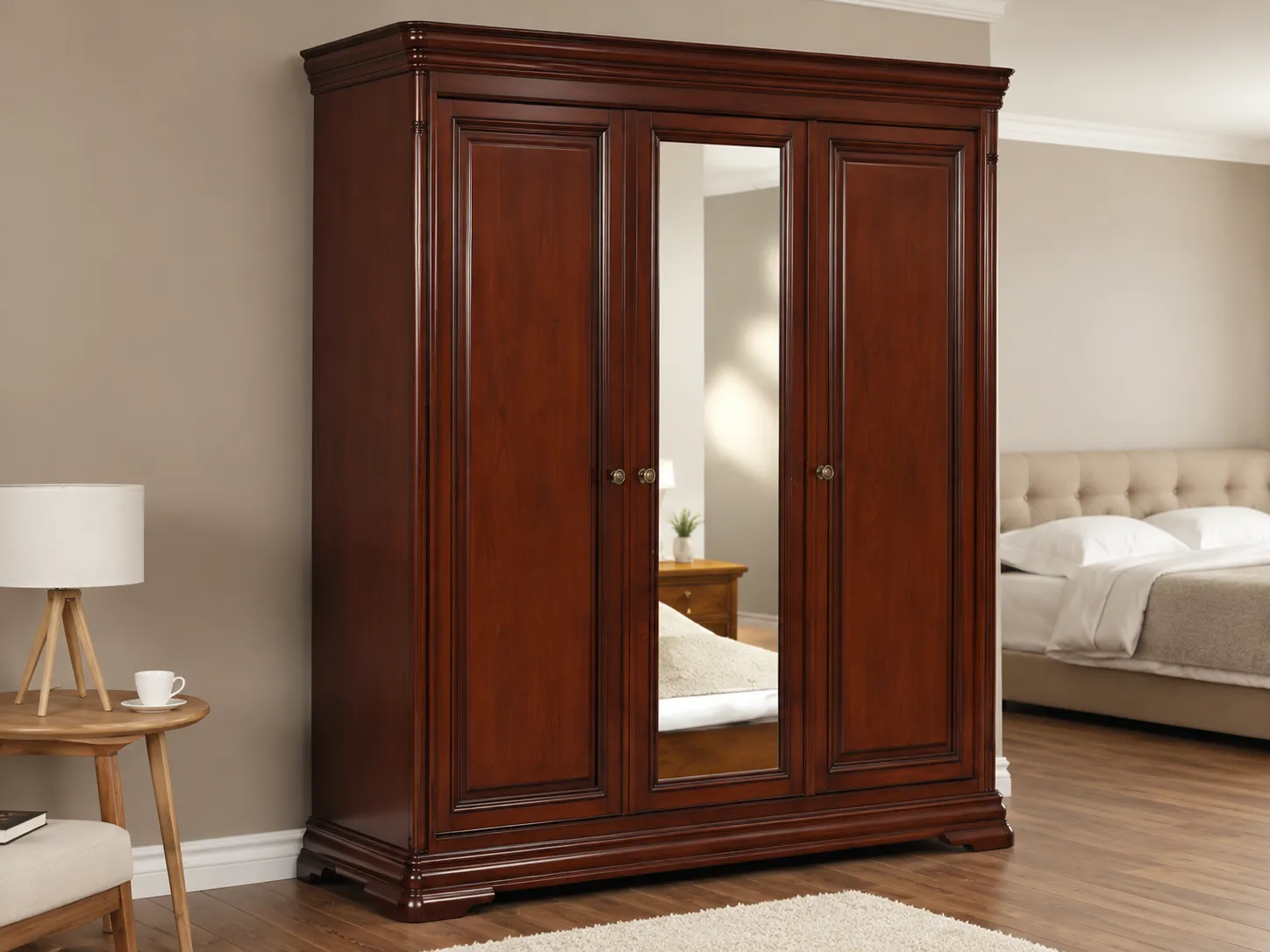 Kallingal Premium 3-Door Teak Wardrobe 15 - Master Teak Wardrobe Kallingal solid Nilambur teak 3-door wardrobe with coat rail and organizer compartments