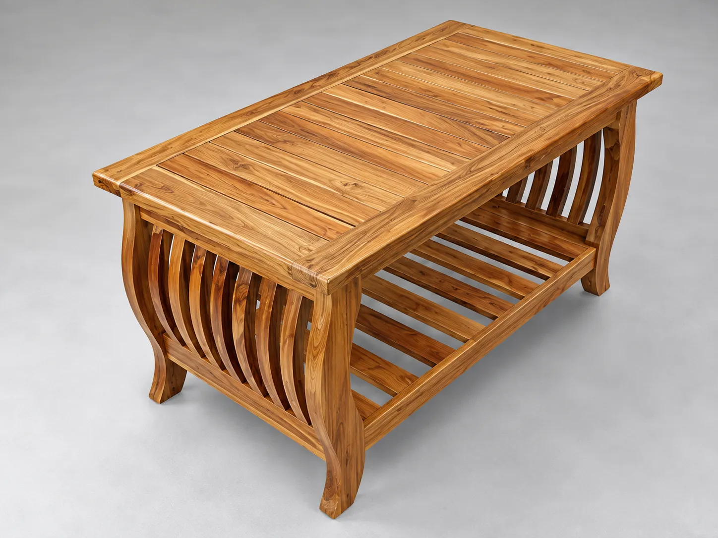 Kallingal Floating Glass Luxury Teapoy 18 - Floating Glass Teapoy Kallingal floating glass design coffee table with brass spacers and solid teak base