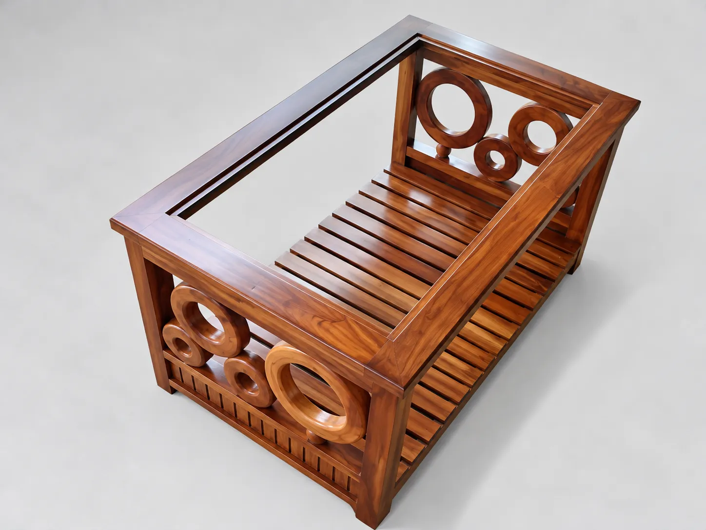 Kallingal Lift-Top Utility Teapoy 19 - Multi-Compartment Teapoy Kallingal solid wood coffee table with multi-compartment storage box structure