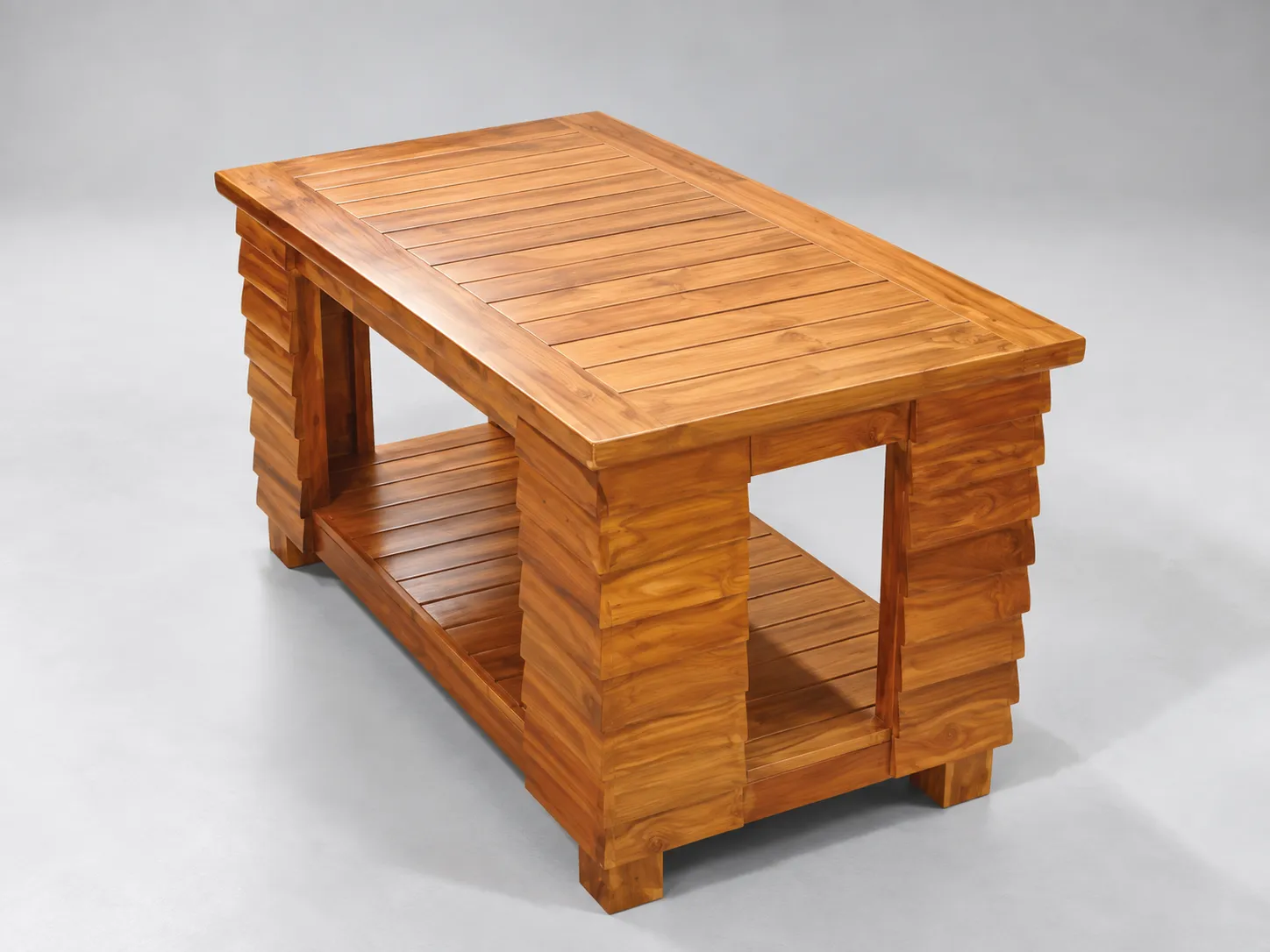 Kallingal Beveled Glass Teapoy 6 - Beveled Glass Coffee Table Kallingal modern teapoy with beveled safety glass and curved solid wood legs